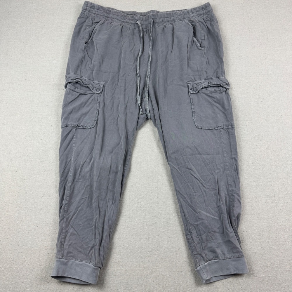 Torrid 2 Cargo Joggers Women Gray Elastic Waist Rayon Blend Relaxed Fit Pants